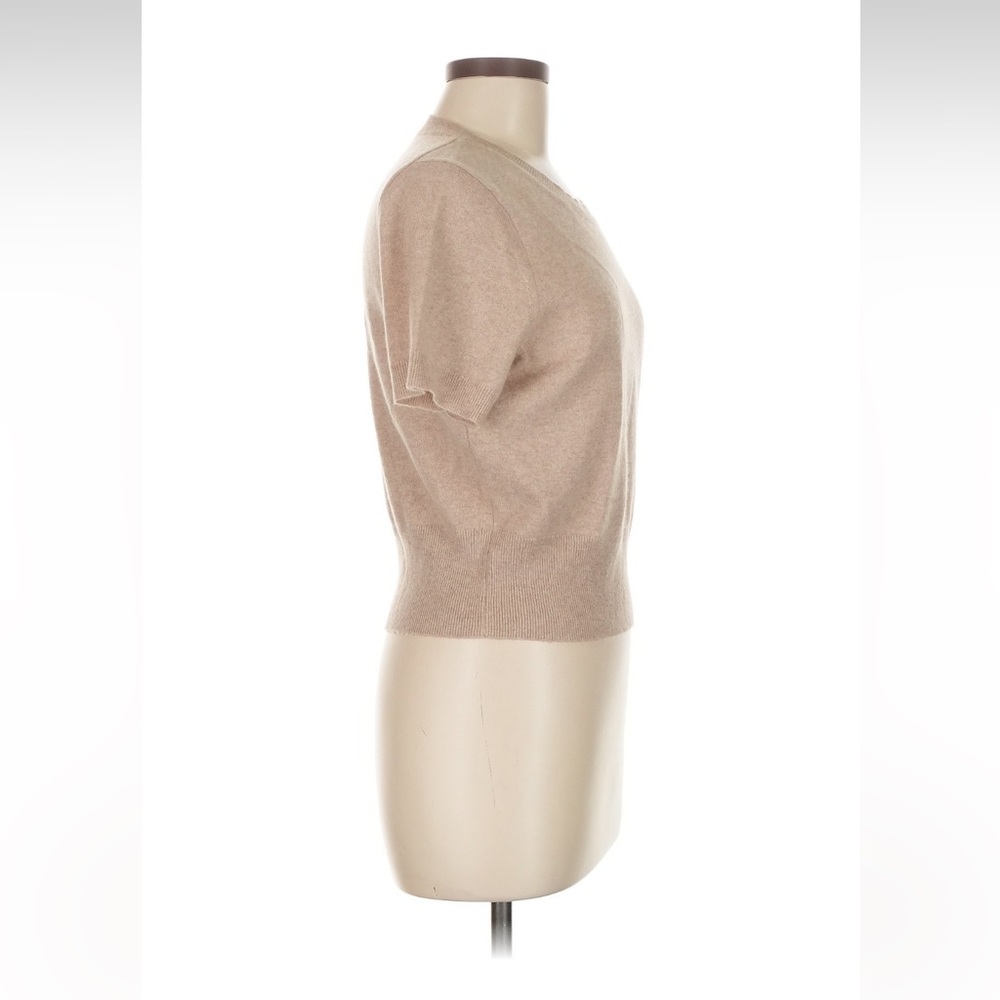 J Crew Cashmere Shrunken T-Shirt Short Sleeve Sweater CA082 Heather Linen Tan M - Picture 4 of 12